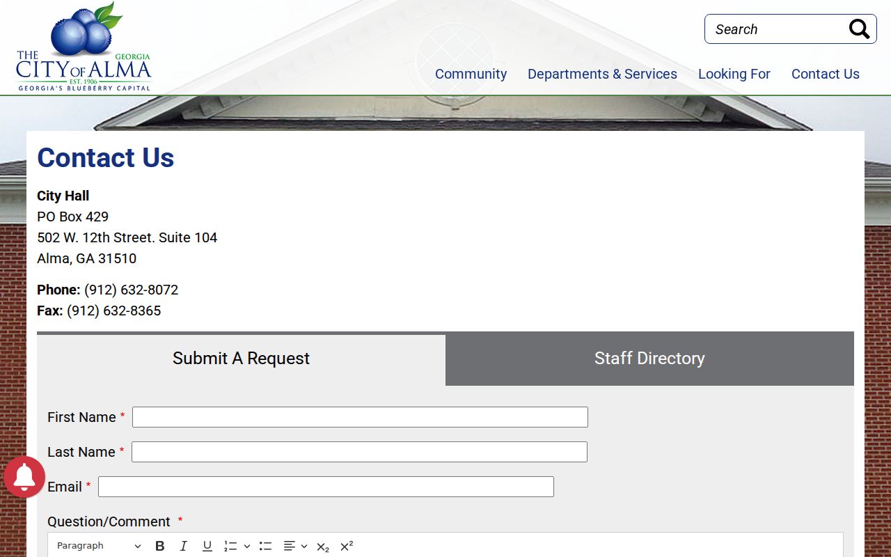 City of Alma official contact directory