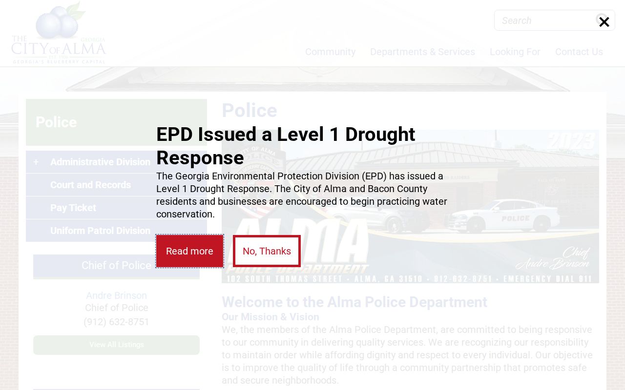 Official Alma Police Department web page