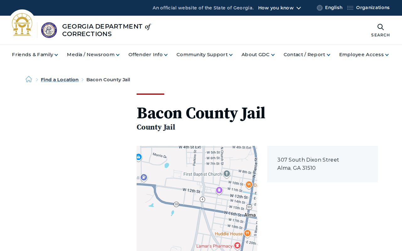 Bacon County Jail contact for recent arrest bookings