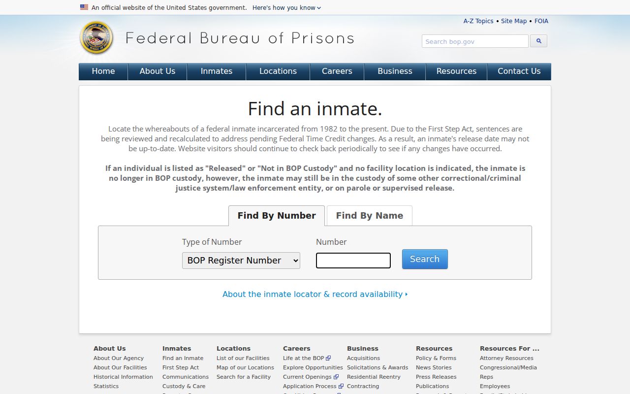 Federal inmate locator for a Bacon County arrest search