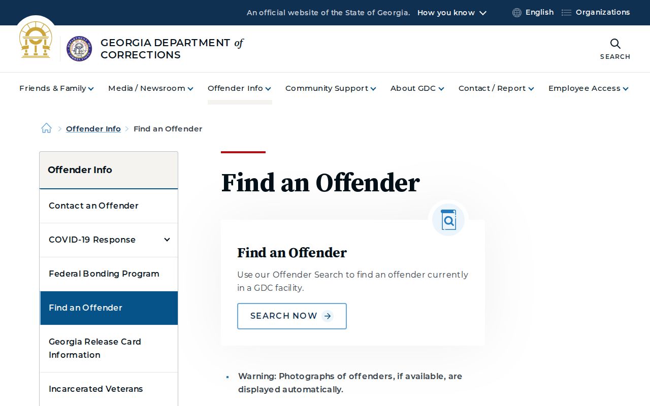 Bacon County arrest search through GDC Find an Offender