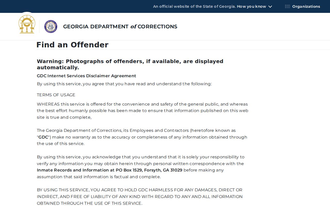Bacon County arrest and Georgia offender query form