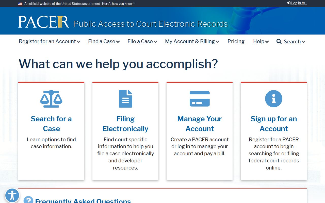PACER federal court case search gateway for Southern District of Georgia records